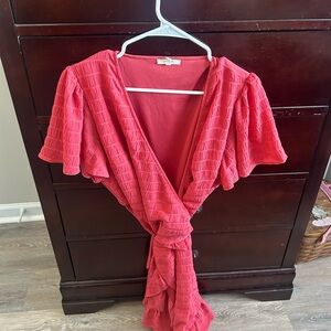 Maurices Vibrant Red Textured Blouse
